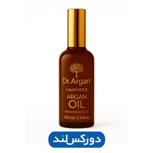 تصویر بطری روغن آرگان دکتر آرگان ۱۰۰ میلی‌لیتر تهیه‌شده از مغز آرگان مراکشی، مناسب برای ترمیم موهای آسیب‌دیده، آبرسانی عمیق پوست و افزایش درخشندگی طبیعی مو
